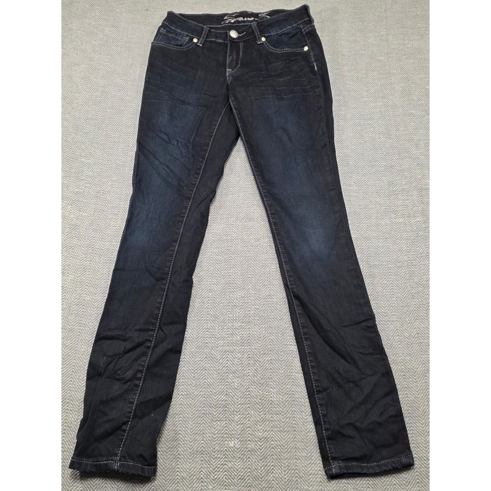 Seven7 Womens Skinny Jeans Dark Wash Denim Contrast Stitch‎ Size 26 Inseam 31